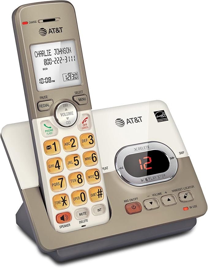 AT&T EL52113 Cordless Phone with Answering System & Extra-large Backlit Keys Light champagne