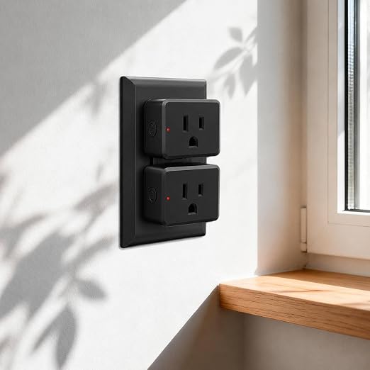 Remote Switch Outlet,NineLeaf Slim Remote Control Outlet Plug with Switch | Wireless On/Off Light Switches Wall Mounted,15A/1500W LED,TUV List,No Wiring Needed,500ft RF,for Lamp,Fans,Household,Black