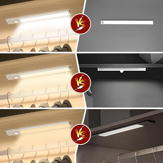 Under Cabinet Lighting, 6Pack Motion Sensor Light Indoor with 3 Color Temps, Rechargeable Under Counter Lights for Kitchen,Dimmable Closet Lights Battery Operated, 76 LED Motion Sensor Light Indoor