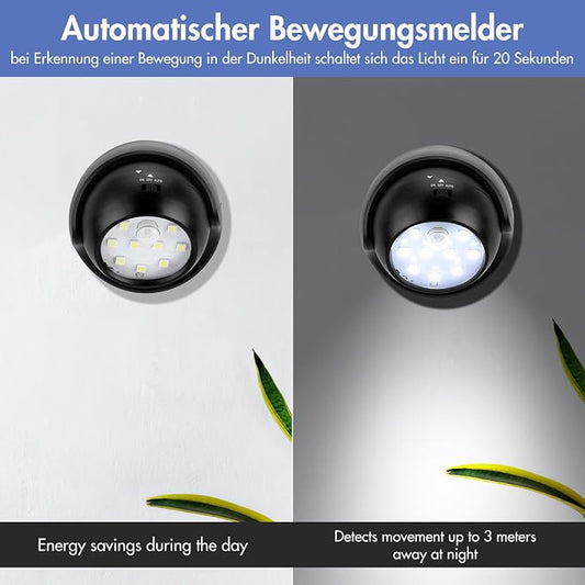 Motion Sensor Outdoor Lights - Outdoor Motion Sensor Light Battery Operated Wireless Spotlight Motion Detector Security Light Auto On Off for Sheltered Porch Stair Hallway Garage Wall Shed (2 Pack)