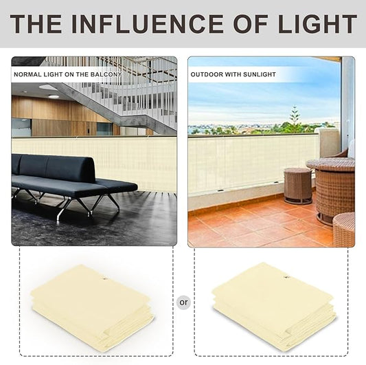 LOVE STORY Custom Size 3'x31' Butter Cream Balcony Privacy Screen,UV Block Privacy Fence Screen,90% Shield for Outdoor Pool Garden Apartment Railing