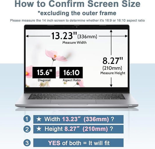 Laptop Privacy Screen 15.6 Inch for HP Dell Acer Asus Lenovo Thinkpad Envy Xps, 16:10 Aspect IPROKKO Removable 15.6in Anti Blue Light Glare Privacy Filter Shield, Anti Spy Computer Monitor Security