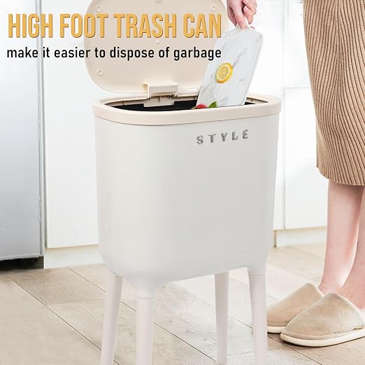 XPIY 4 Gallon Bathroom Trash Can with Wheels and Lid, Slim Garbage Bin