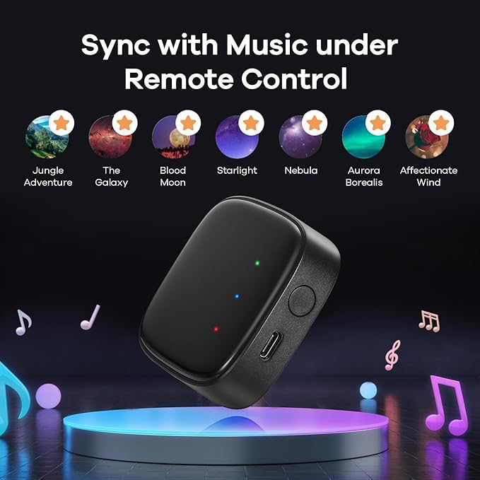 Linkind Outdoor Lights Smart Hub, Bluetooth Mesh Networks Group Control 32 Devices, 43 Dynamic Preset Scenes and Multiple Music via Remote Control, USB Charged, Work with Alexa and Google Assistant