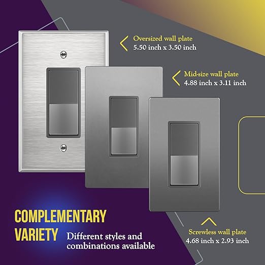 ENERLITES Elite Series Decorator Switch, Paddle Rocker Light Switch, Single Pole, 3 Wire, Grounding Screw, Residential Grade, 15A 120V, UL Listed, 91150-SG, Space Gray, 10 Pack