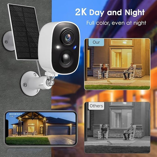 GMK 2 Pack Solar Camera System, Security Cameras Wireless Outdoor, 2K Video