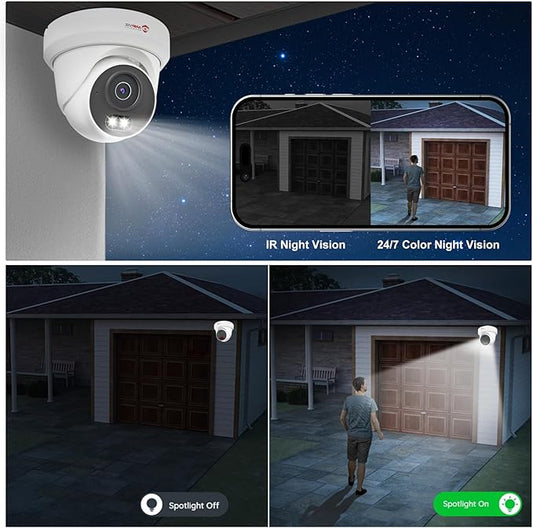 Anpviz 16 Channel NVR PoE Security Camera System, 12MP 4K 16CH Commercial NVR 4TB for Businesses, 8X 6MP Wired IP Turret Cameras Outdoor with AI Detection, Night Vision, Built in Mic, NDAA(U Series)