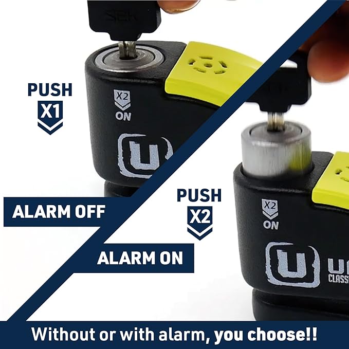 URBAN 999 Approved Motorcycle Disc Lock with Smart Alarm | 120dB, LED, Warning, A+ Sensitivity, X2 ON | SRA & Sold Secure Gold Tested Anti-Theft for Motorbike | 14mm Double Locking, Hardened Steel