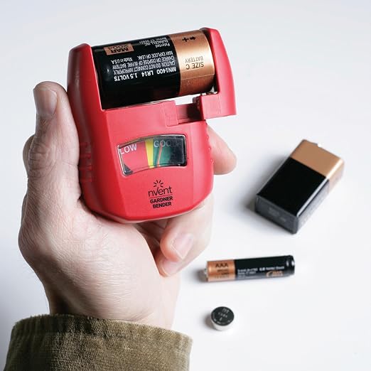 nVent GARDNER BENDER GBT-3502 Analog Battery Tester, Handheld | Tests AA, AAA, C, D, 9V, and 1.5V button cells. (Formerly: Gardner Bender)