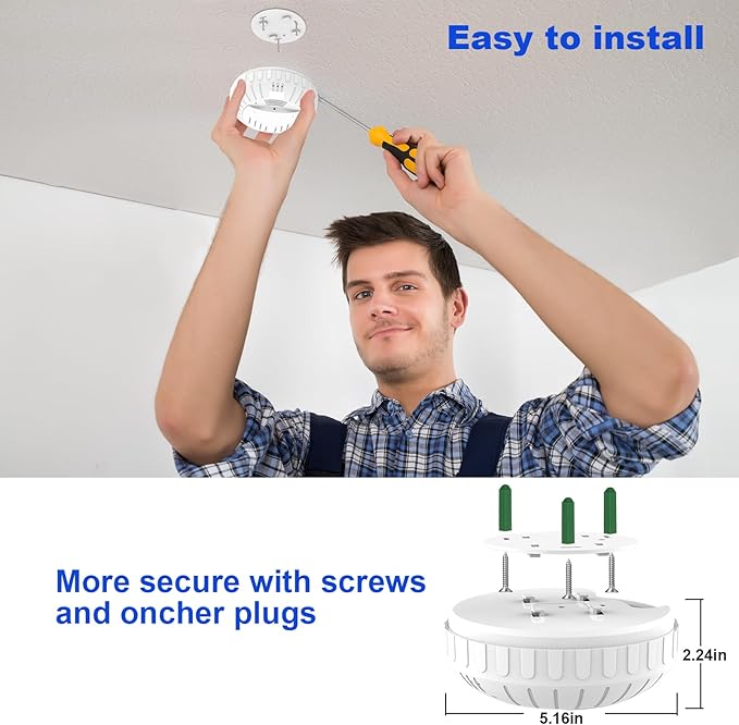 WiFi Fake Smoke Detector Camera PTZ Left/Right Rotation 350 Degrees 2K Security Cam Motion Detection Hidden HD Night Vision Spy, Indoor Camera for Home/Office, 2.4G/5G WiFi