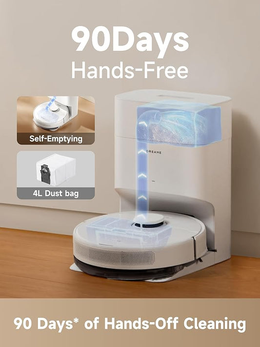 DREAME C20 Plus Robot Vacuum and Mop Combo, 90 Days Self-Emptying Robotic Vacuum, Power Suction Robot Vacuum, LiDAR Navigation, APP/Voice Control, Robot Vacuum Cleaner for Pet Hair/Carpet/Hard Floor