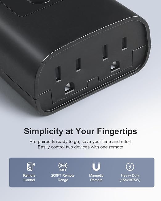 Outdoor Remote Control Outlet with Portable Magnetic Switch