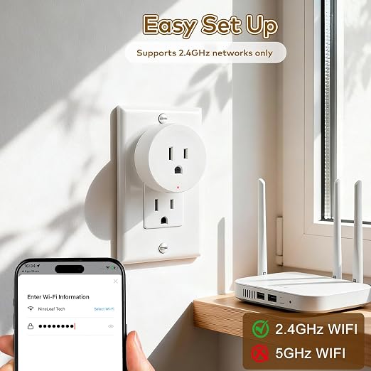 NineLeaf Wireless Motion Sensor WiFi Outlet 260FT Remote Smart Switch | App Control, Adjustable Sensing Mode, WIFI Auto Control Lights Fan Appliances, No Wiring,Garage,1Sensor 1Plug