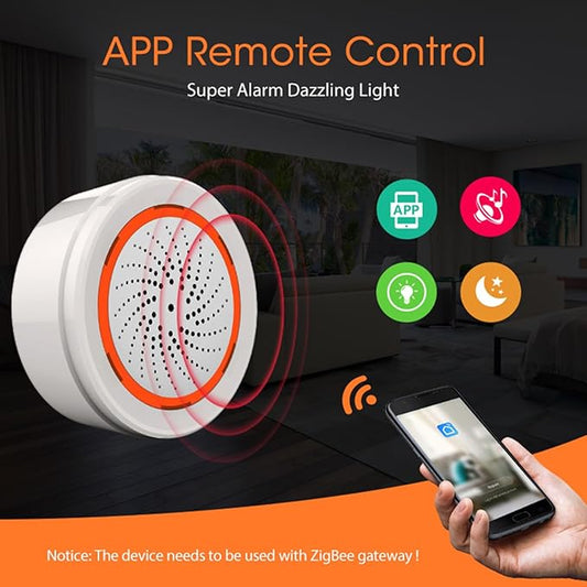Zigbee Smart Siren Alarm: Wireless Home Security Alarm, Burglar Alarm Sound Light Alarm with 100dB Sounder, Tuya App Control, Tuya Zigbee Hub Required, Compatible with Alexa, Google Assistant