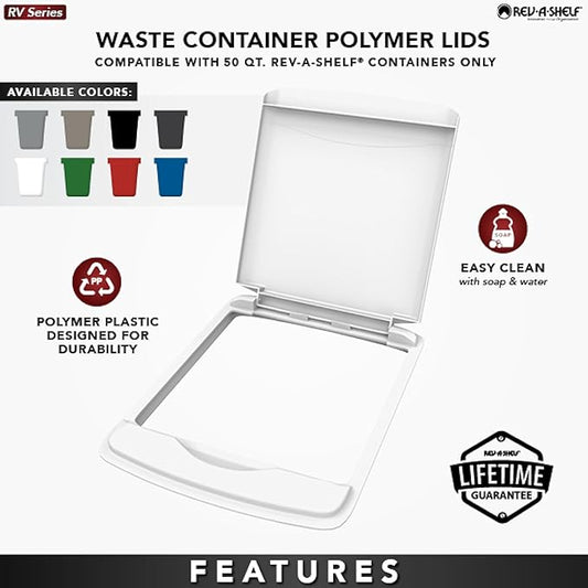 Rev-A-Shelf 50 Qt Under Sink Garbage Can Lid for Base Kitchen and Bathroom Cabinet, Replacement Plastic Trash Bin Lid Only, Green, RV-50-LID-G-1-40