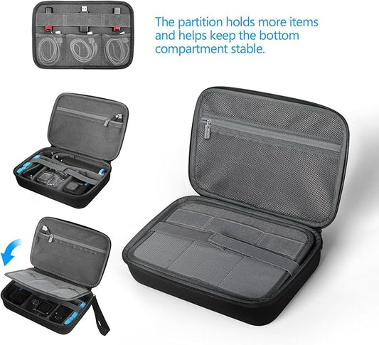 JSVER PU Leather Hard Shell Carrying Case for GoPro Hero13/12/11/10/9/8/7, AKASO EK7000 / Brave 4 4K / Brave 7 LE/Brave 8 / V50X and Insta360