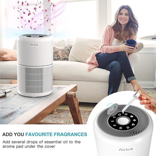 2 Pack Air Purifier for Home Bedroom with H13 True HEPA Filter for Smoke, Smokers, Dust, Odors, Pollen, Pet Dander | Quiet 99.9% Removal to 0.1 Microns | White Available for California