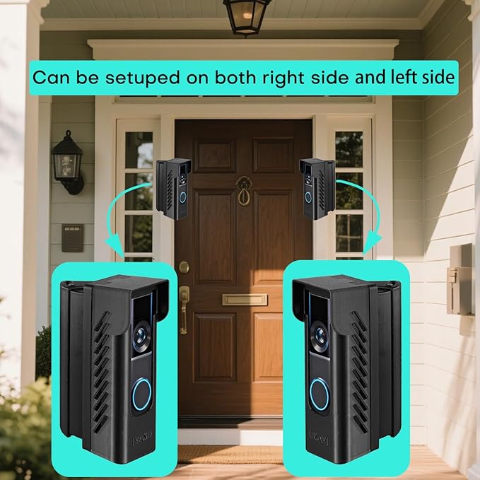 Anti-Theft Angle Adjustable Doorbell Coverd Mount Bracket for Ring Wired Doorbell Pro (Newest Model) 4K 2025 Release, Both Drill & No Drill Aavailable with Security Screws (Covered+Angle)