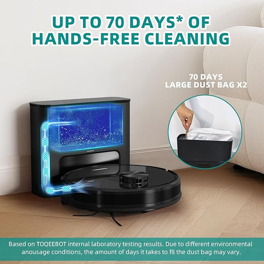 Robot Vacuum Cleaner with Mop Self Emptying;「70 Days* Hands-Free 」2.5L Self Emptying Station,Lidar Navigation WiFi/App/Alexa,Carpet Boost,4in1Robotic for Pet Hair Hard,Floor,Carpet