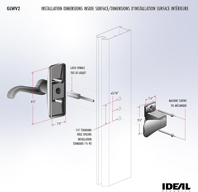 Ideal Security GL Lever Handle Set for Storm Doors and Screen Doors, Storm Door Handle Replacement, Screen Door Handle, Matte Black