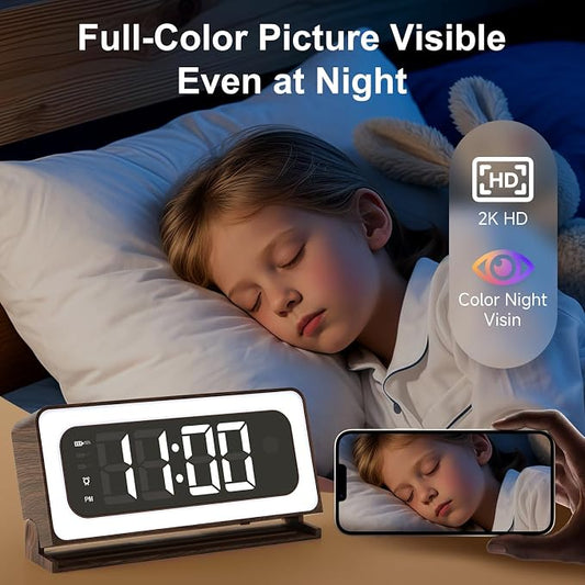 Clock Camera, 2K Wireless Indoor Camera, 2.4G & 5GHz Dual Band WiFi, Indoor Security Camera for Baby Pet Monitor, Color Night Vision, Motion Alerts, Remote View,3-Level Night Light