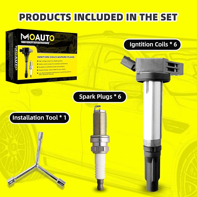 Set of 6 Ignition Coils Pack UF487 90919-02255 & 6 PCS Iridium Spark Plugs