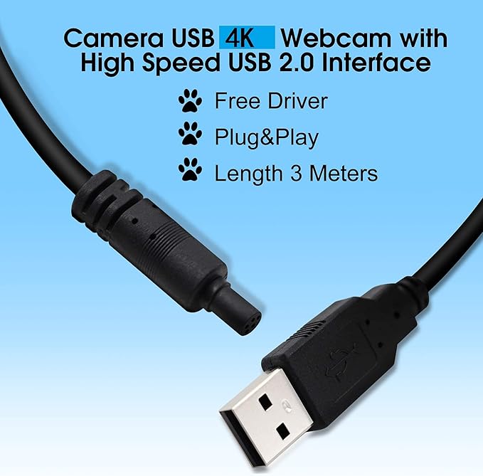4K Webcam with 2.8-12mm Varifocal Lens, Plug&Play Sony IMX317 Sensor USB Camera Video Surveillance Streaming Computer Webcam 3840x2160@30fps USB Camera for Windows Linux Android Mac