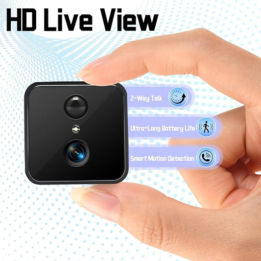 2K Wireless Indoor Camera for Home Security, Mini Hidden Camera with Long Battery Life & AI Motion Detection, 2.4G Hz WiFi, Color Night Vision, Two-Way Talk, No SD Card Needed