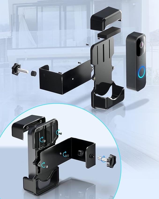 COOLWUFAN Anti-Theft Video Doorbell Mount, Adjustable Height(3.7’’-5.1’’), Compatible with Most Brand Video Doorbell, No-Drill Mounting Bracket for Most Brand Video Bell