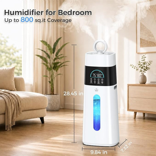 Humidifiers for Bedroom,15L/3.96 Gal 800 sq.ft, Cool Mist Humidifier Large Room with 350mL/H Spray Output for Home, Office, Plants, Warehouse, House