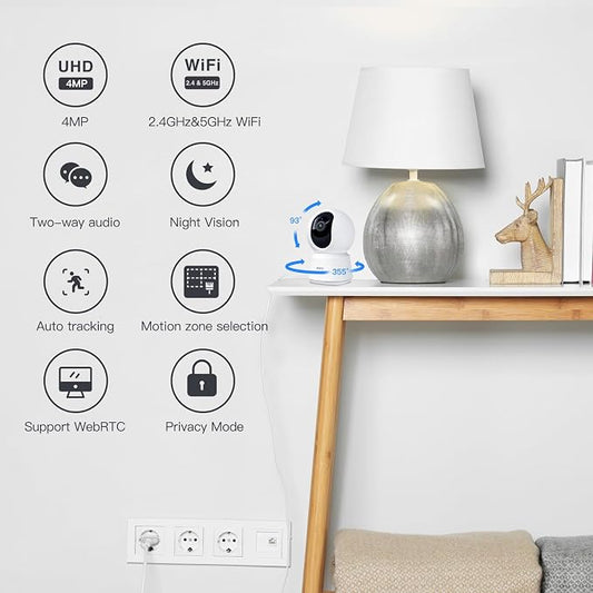 ARENTI 4MP Pet Camera P2Q 2PC, 5G WiFi 6 Indoor Security Cameras, Free App