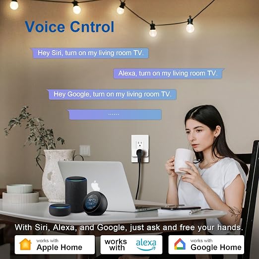 15A Matter Smart Outlet, Google Home, Alexa, SmartThings, 2.4G Only, 2 PK