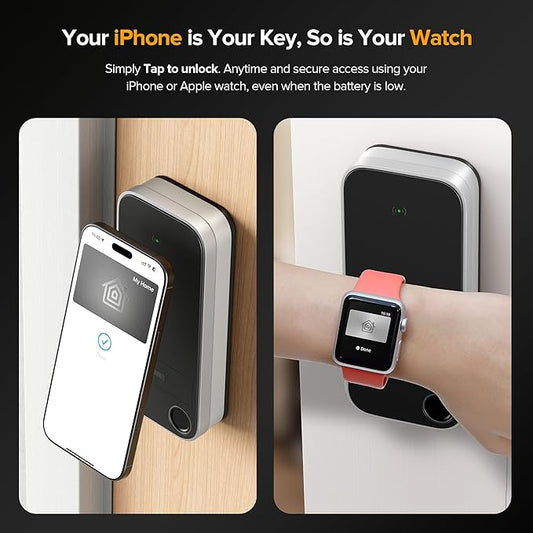 ThorBolt X1 Apple Home Key Tap to Unlock, iOS ONLY Fingerprint Keyless Entry HomeKit Door Lock, Keypad Deadbolt Lock Works with HomeKit Over Thread (Border Router Required), IP65 Weatherproof, Silver