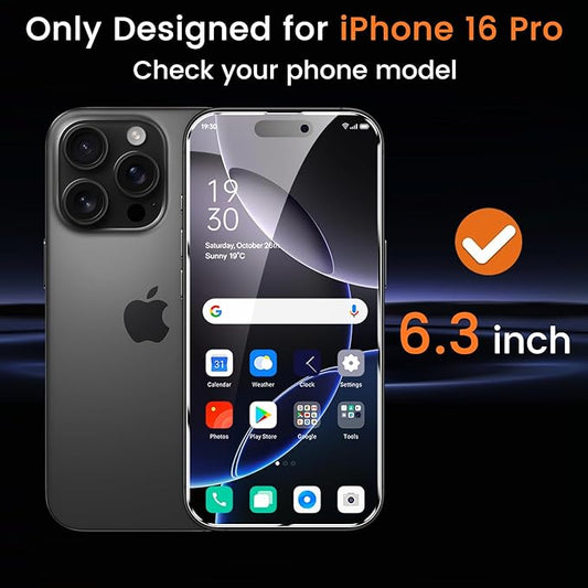 Lesakit 4+4 Pack Privacy Screen Protector for iPhone 16 Pro 6.3-Inch with 4 Pack Camera Lens Protector, Anti Spy Tempered Glass Film 9H Hardness Case Friendly