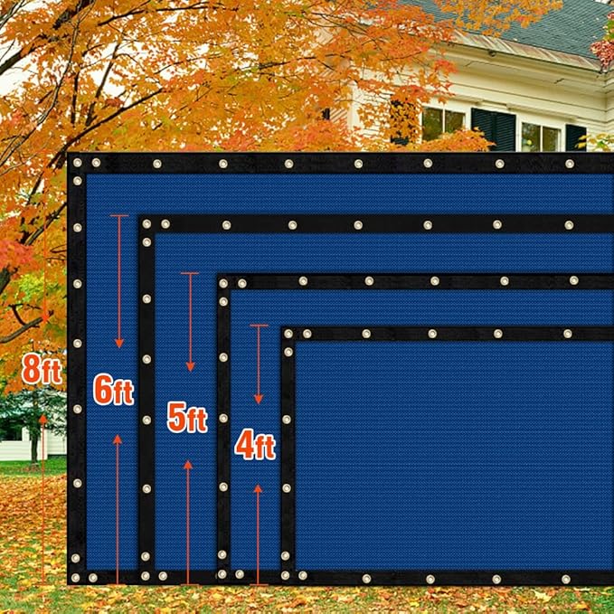 iCover 4x12ft Privacy Screen Fence, Outdoor Fencing Panels, Garden Windscreen Mesh Shade Sail Net Barrier, Fence Privacy Screen Reinforced Bindings and Brass Grommets Cable Zip Ties, Royal Blue