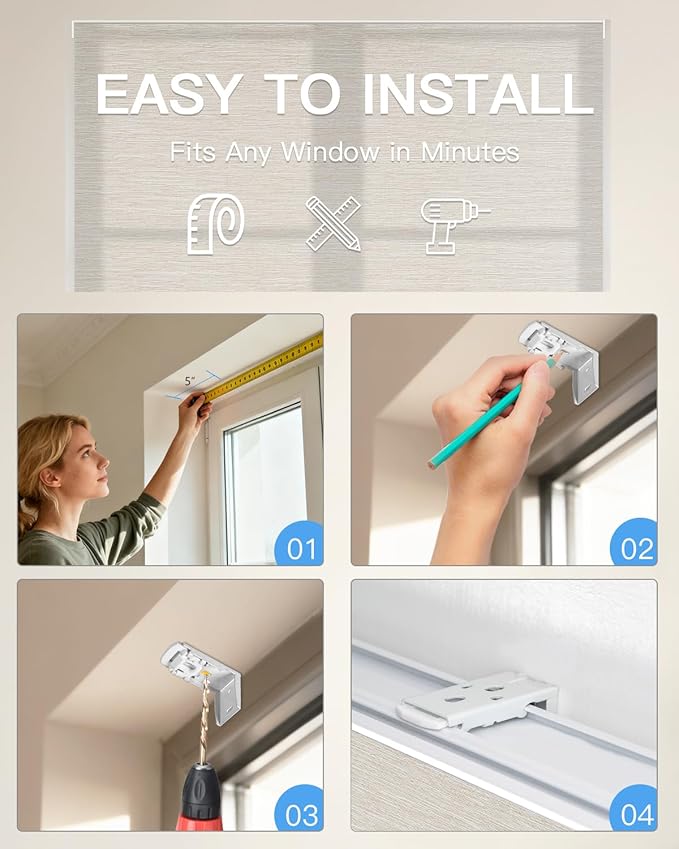Motorized Roman Shades for Windows, Custom Light Filtering Roman Blinds with Remote, Smart Privacy Window Shades for Living Room Kitchen Office, Alexa & Google Home Compatible, App Control via RF Hub
