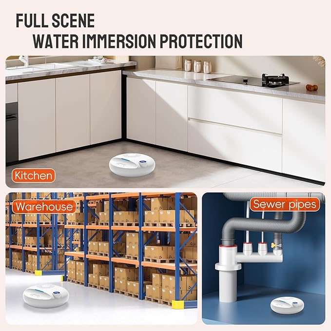 PILSAMAS Wireless Water Leak Detector - Works Standalone or with Smart Hub, Loud Siren Water Leak Sensor and Drip Alarm, IP67 Waterproof, for Home, Basement, Bathroom, Under Sink, Laundry