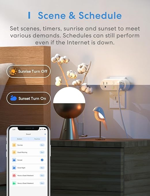 meross WiFi Dual Smart Plug, 15A 2-in-1 Smart Outlet, Support Apple HomeKit, Siri, Alexa, Echo, Google Home and SmartThings, Voice & Remote Control, Timer, No Hub Required, 2.4G Only, 2 Pack