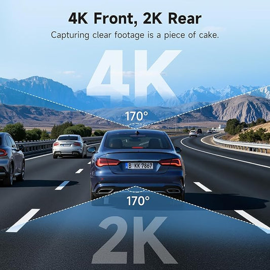 4K Dash Camera Front and Rear, HDR&WDR Night Vision, Dash cam with Built-in WiF, GPS, Car Dashcam with 3" Touch Screen, 170° Wide Angle, Loop Recording, 24H Parking Mode, Supports 256GB Max