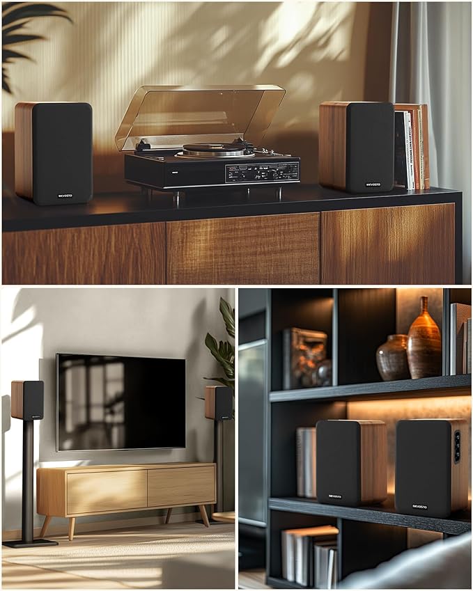 Active Bookshelf Speakers 36W RMS - BT 5.4 Wireless Speaker with 5 Inch Woofer, Silk Dome Tweeter PC Speakers - USB Digital Audio Studio Monitors Bass & Treble Adjust AUX Input for Record Player TV