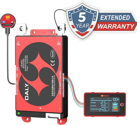 DALY BMS 12V 4S 100A Display - Smart BMS with 3 Inch LCD Screen WiFi Bluetooth Module Supports RS485 CAN for 12V LiFePO4 for RV Trolling Motor Battery Portable Power Station