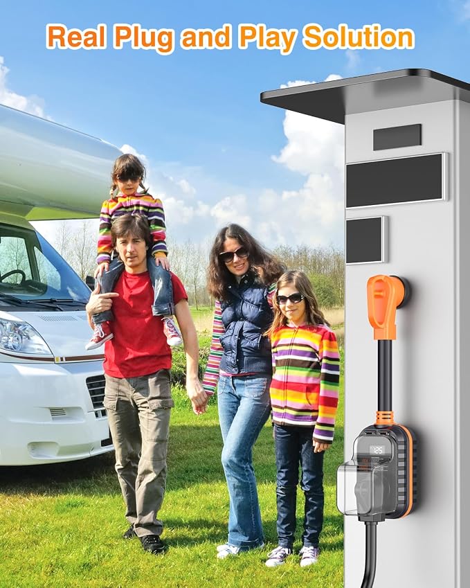 GEARGO 𝟐𝟎𝟐𝟔 𝐍𝐄𝐖 50 Amp RV Surge Protector, 18000J RV Circuit Analyzer with Intelligent LED Display, IP68 RV Adapter Plug with Waterproof Cover for Camper Travel Trailers