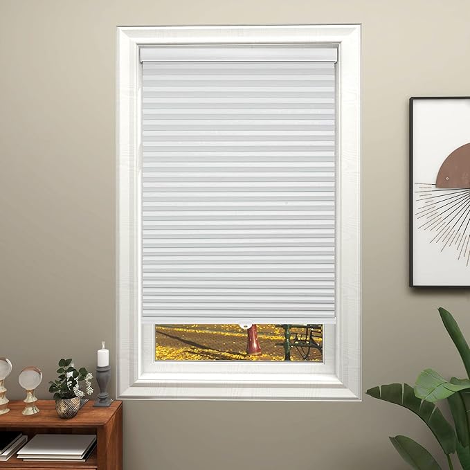 Changshade Custom Blinds Cellular Shades Blackout Cordless for Indoor Windows, Honeycomb Blind Room Darkening Black Out Shade for Bedroom, Bathroom, Nursey, Heat Sun Light Blocking Easy Install,White