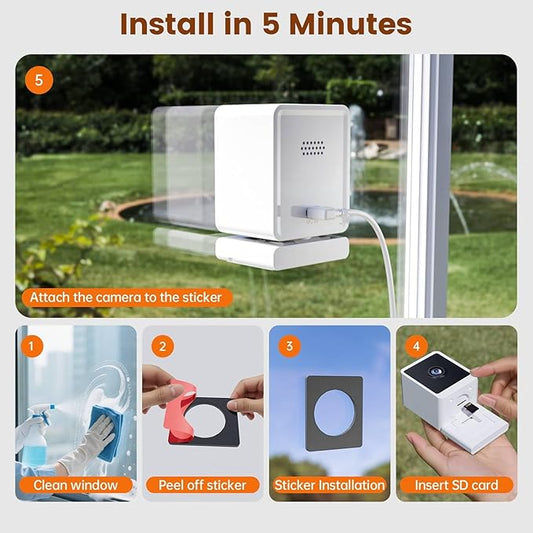 Window Camera, 3MP 2K Indoor Cameras for Home Security with Mounting Sticker,AI Color Night Vision, Person & Motion Detection,Support 2.4GHz & 5GHz WiFi