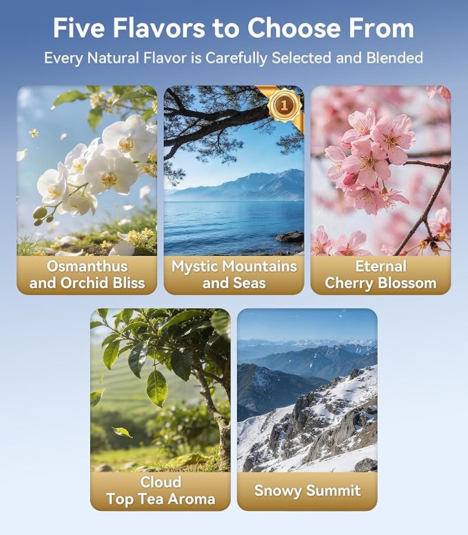Rorhxia P3 2-Pack Smart Car Air Diffuser Refill with Essential Oil (Scenic Scent: Summit of Snowcaps) Natural French Fragrance Car Air Freshener Long Lasting 6 Months