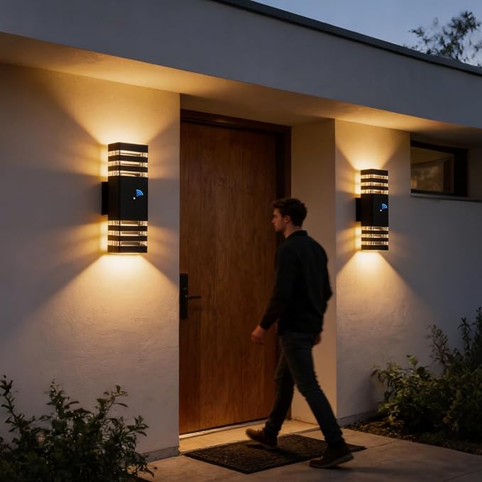 CANMEIJIA Dusk to Dawn Outdoor Sconce Lights 2 Packs,GU10 3000K Exterior Wall Light IP65 Waterproof Aluminum Outdoor House Lights Wall Mount for House Garage Patio Garden