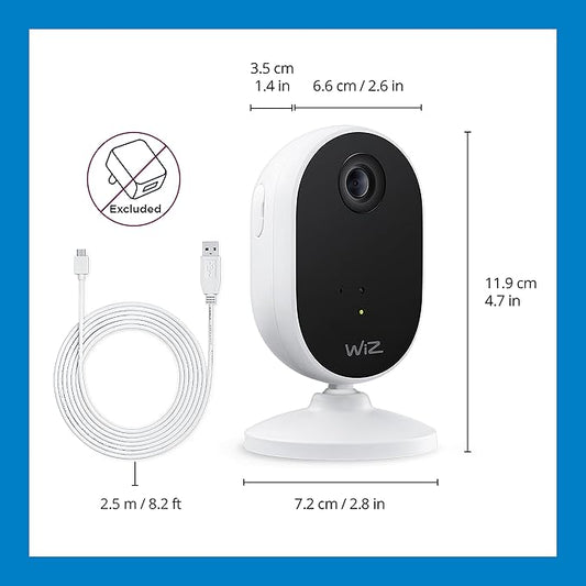 WiZ Home Monitoring Starter Kit Includes Indoor Security Camera, 1080p HD Video with Motion Detection and Full-Duplex Audio + 60W A19 Color LED Smart Bulb - Pack of 3