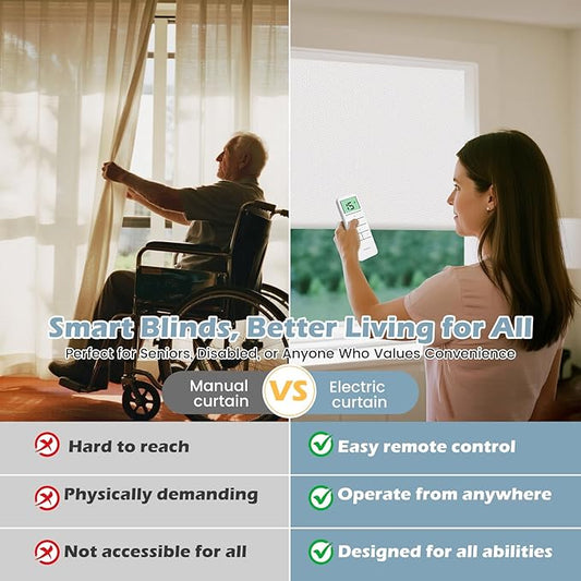 Motorized Blinds with Remote, Smart Electric Roller Shade, Automatic 100% Blackout Window Blinds, App & Voice Control, Smart Home Compatible, 24 Color Options (Blinds Custom)