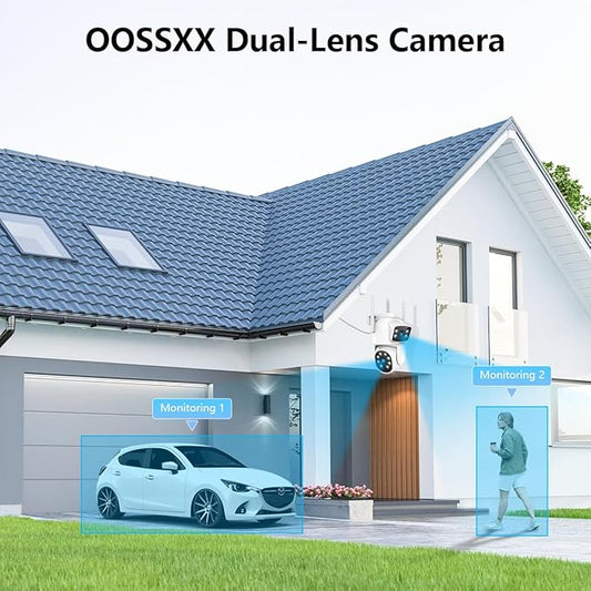 OOSSXX 2.7K 5MP PTZ Security Camera Outdoor Wireless with Dual Lens, 2-Way Audio, 5G/2.4Ghz WiFi 6, Outside Cameras for Home Security Surveillance System Indoor, Color Night Vision