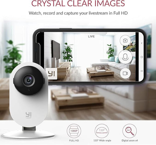 YI Home Pro Security Camera 2K, 2.4Ghz WiFi Indoor Surveillance System with AI Detection,Real-Time Alert,Night Vision,Two-Way Audio for Home/Baby/Pet Monitor,Cloud & SD Card Storage(4-Pack)